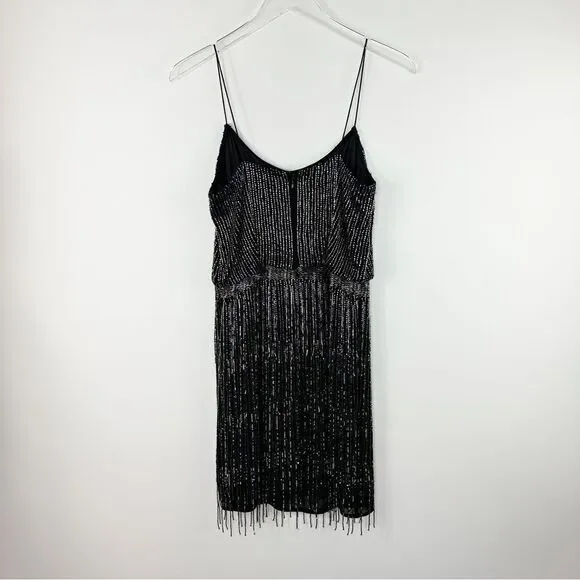 Adrianna Papell Flapper Gatsby Style Body Con Beaded Cocktail Dress Sz 6